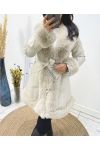 PACK 3 FAUX LEATHER COATS FAUX FUR COLLAR S-M-L AH710 BEIGE