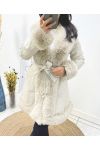 PACK 3 FAUX LEATHER COATS FAUX FUR COLLAR S-M-L AH710 BEIGE