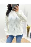 OPENWORK SWEATER PEARLS AW676 WHITE