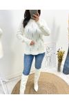 PULLOVER AJOURE PERLES AH676 BLANC