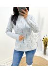 BEADED OPENWORK SWEATER AH676 GREY