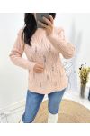 PERLEN-DURCHBROCHENER PULLOVER AW676 PINK