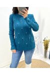 MAGLIA TRAFORATA PERLA AW676 BLU PETROLIO