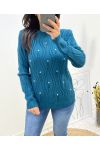 MAGLIA TRAFORATA PERLA AW676 BLU PETROLIO