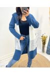 MULTICOLOURED VEST WITH HOOD 2 POCKETS AW604 PETROL BLUE