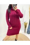 MAGLIONE A TRECCE A COLLO ALTO AW699 BORDEAUX