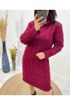 PULL ROBE TORSADE COL ROULE AH699 BORDEAUX