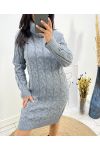 PULL ROBE TORSADE COL ROULE AH699 GRIS