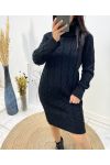 PULL ROBE TORSADE COL ROULE AH699 NOIR