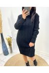 TURTLENECK CABLE DRESS SWEATER AW699 BLACK