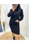 TURTLENECK CABLE DRESS SWEATER AW699 BLACK