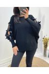 PULLOVER RUBAN FANTAISIE AH658 NOIR