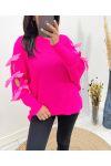 AUSGEFALLENER BANDPULLOVER AH658 FUSHIA