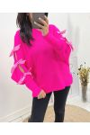 AUSGEFALLENER BANDPULLOVER AH658 FUSHIA