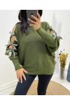 AUSGEFALLENER BANDPULLOVER AH658 KHAKI