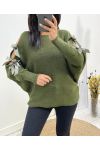 AUSGEFALLENER BANDPULLOVER AH658 KHAKI