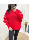 PULLOVER RUBAN FANTAISIE AH658 ROUGE