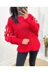 PULLOVER RUBAN FANTAISIE AH658 ROUGE