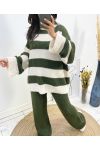 STRIPED MAXI SWEATER + KACHI FH690 KAKI KACHI KATN PANTS