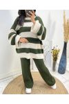 STRIPED MAXI SWEATER + KACHI FH690 KAKI KACHI KATN PANTS