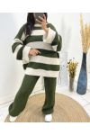 STRIPED MAXI SWEATER + KACHI FH690 KAKI KACHI KATN PANTS