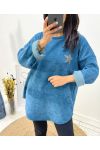 AW610 PETROL BLAUW ETOILE FLUWELEN SWEATSHIRT