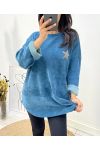 AW610 PETROL BLAUW ETOILE FLUWELEN SWEATSHIRT