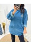 AW610 PETROL BLAUW ETOILE FLUWELEN SWEATSHIRT