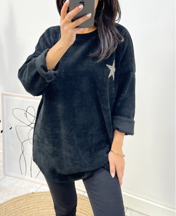 VELVET SWEATSHIRT ETOILE AW610 BLACK