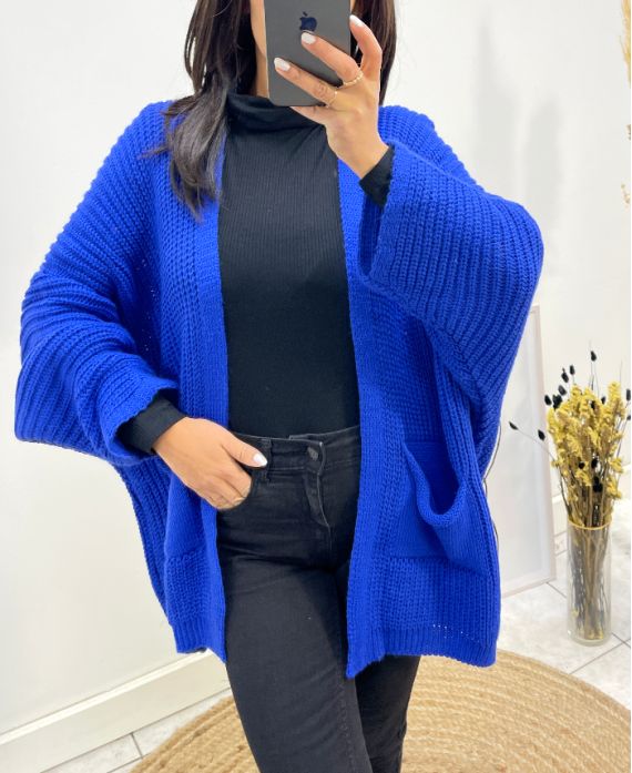 2-POCKET KNIT VEST, ROYAL BLUE, AH673