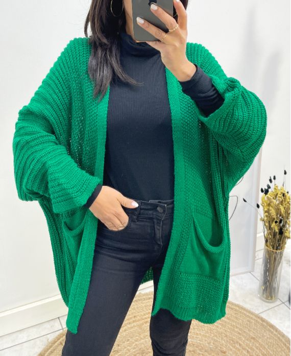 2-POCKET KNITTED VESTS GREEN AW673