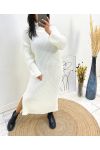 TURTLENECK KNIT DRESS WITH SLIT AW742 WHITE