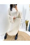 ENSEMBLE MAXI PULLOVER + JUPE MAILLE AH717 BEIGE