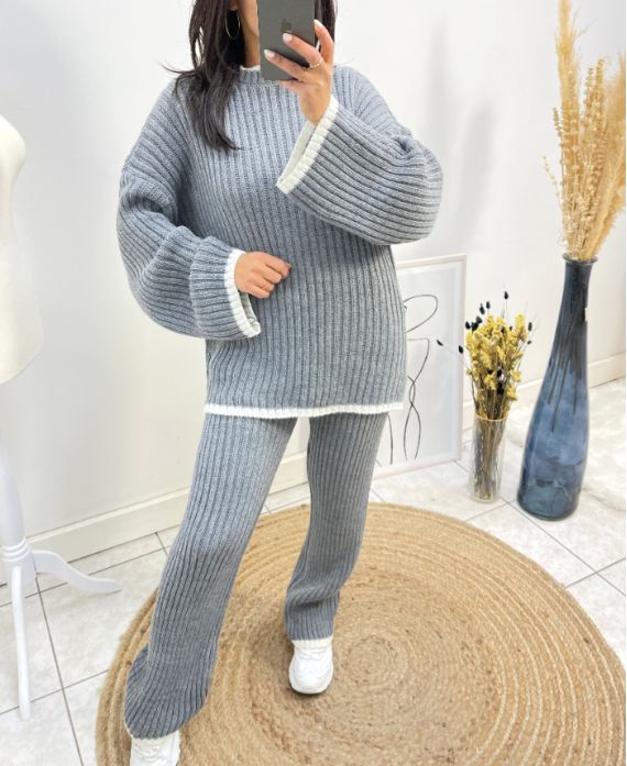 PULLOVER + HOSE SET AH776 GRAU