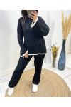 ENSEMBLE PULLOVER + PANTALON AH776 NOIR