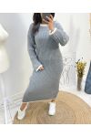 LANGES RUNDHALS-STRICKKLEID AW728 GRAU