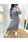 LANGES RUNDHALS-STRICKKLEID AW728 GRAU