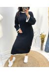 LONG ROUND NECK KNIT DRESS AW728 BLACK