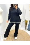 CONJUNTO DE SUÉTER DE PESPUNTES + PANTALÓN AW724 NEGRO