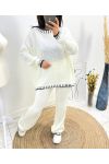 ENSEMBLE SURPIQURE PULLOVER + PANTALON AH724 BLANC