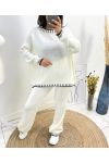 ENSEMBLE SURPIQURE PULLOVER + PANTALON AH724 BLANC