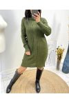 AW750 KHAKI CABLE-NECK TURTLENECK SWEATER