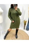 AW750 KHAKI CABLE-NECK TURTLENECK SWEATER