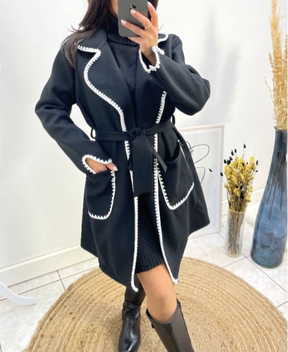 AW780 BLACK EMBROIDERY COATS