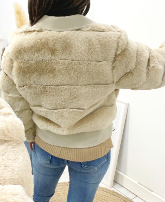 PACK 3 JACKETS PERFECTO FUR AND IMITATION LEATHER S-M-L AH701 BEIGE