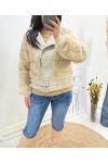 PACK 3 JACKETS PERFECTO FUR AND IMITATION LEATHER S-M-L AH701 BEIGE