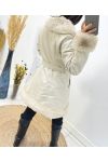 PACK 3 FAUX LEATHER COATS FAUX FUR COLLAR S-M-L AH710 BEIGE