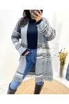 ETHNIC PRINTED FRINGE CARDIGAN AH764 GREY