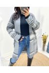 ETHNIC PRINTED FRINGE CARDIGAN AH764 GREY