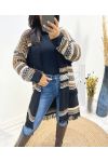 STRICKJACKE MIT ETHNO-FRANSENPRINT AH764 SCHWARZ